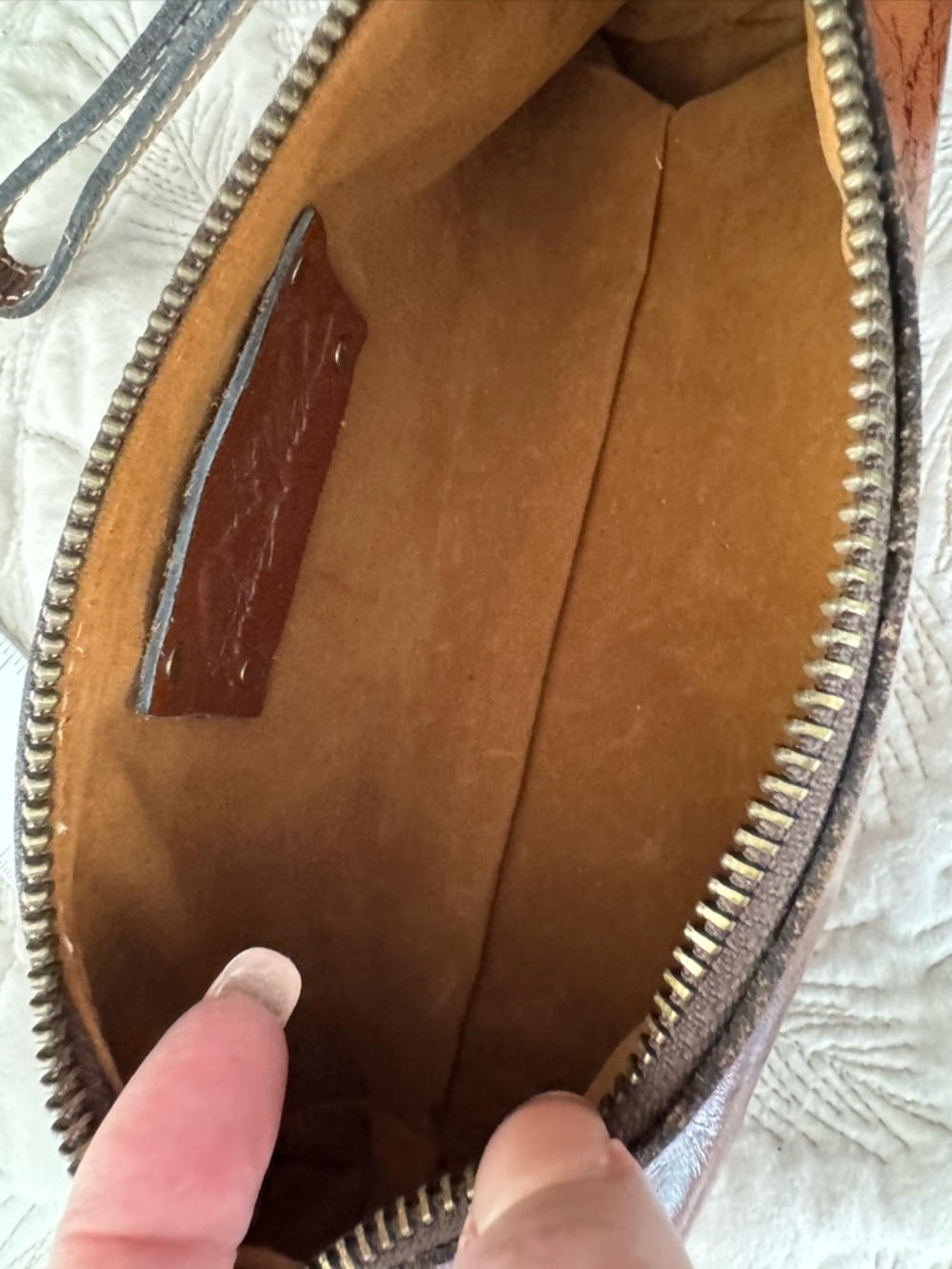 Patricia Nash Brown Leather Travel Toiletry Pouch with Map Print - Picture 9 of 9